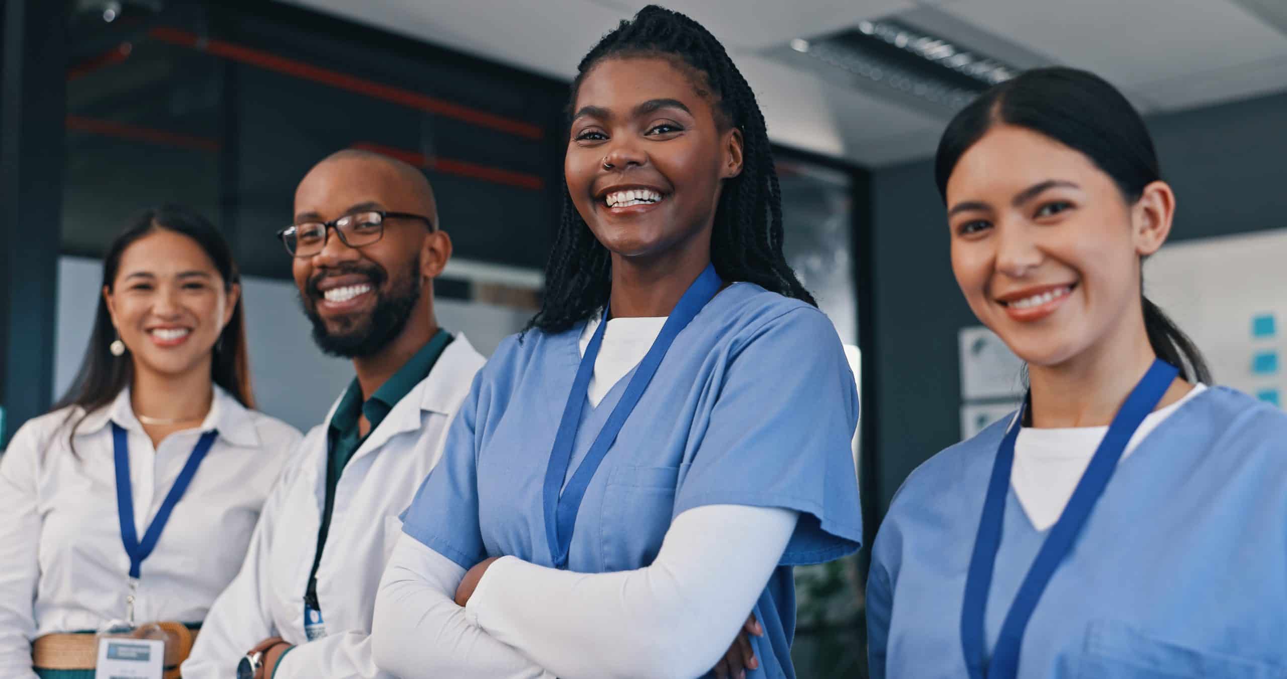 Affordable Medical Education in the Caribbean doctors group happy with arms crossed hospital with confidence medical nurse mission healthcare team portrait people clinic working medicare with pride diversity scaled