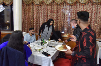 Students having dinner at SME