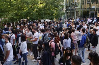 Students outside the examination center- Study Medicine Europe